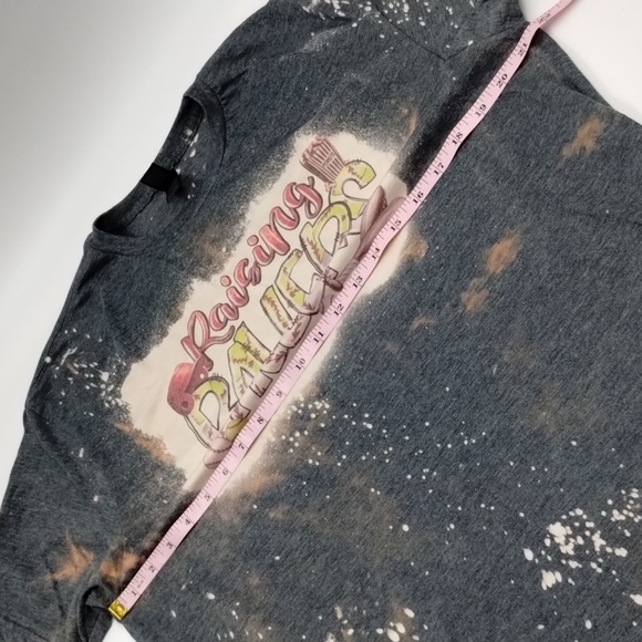 Gildan women's large soft style screen print 'Raising Ballers' baseball tee - Picture 8 of 9